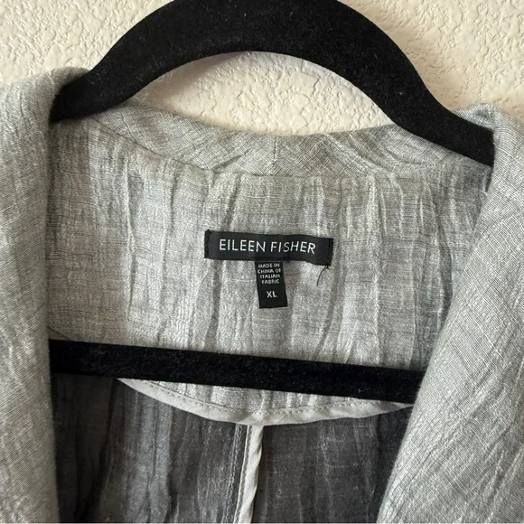 Eileen Fisher Linen Crinkle Grey Women's Top Jacket Sz XL - Picture 6 of 11